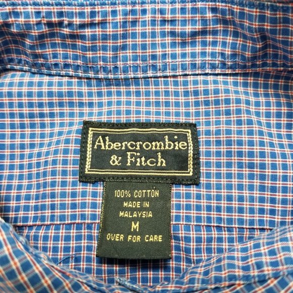 Abercrombie & Fitch Shirt Womens Medium Blue Plaid Button Up Pocket‎ - Picture 10 of 12